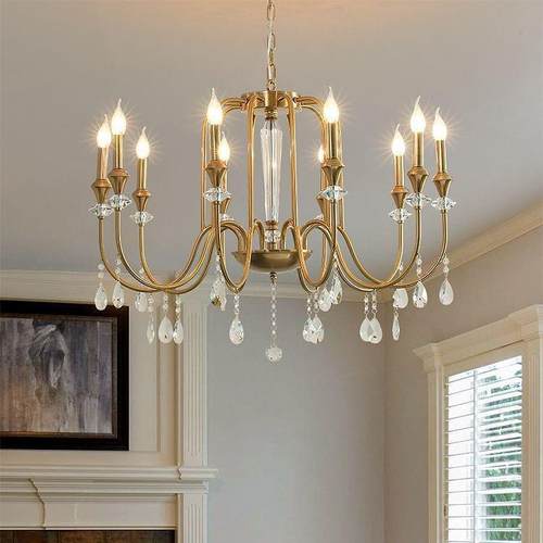 美式简易高级感灯具欧式轻奢高挑复式客厅大气水晶卧室餐厅法式灯