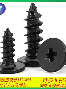 304不锈钢黑色CA十字薄头大平头自攻螺丝扁平头薄头自攻螺钉M2-M6
