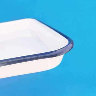 搪瓷方盘带盖托盘白色瓷铁盆实验室用金属消毒托盘化工瓷盘塘瓷盘