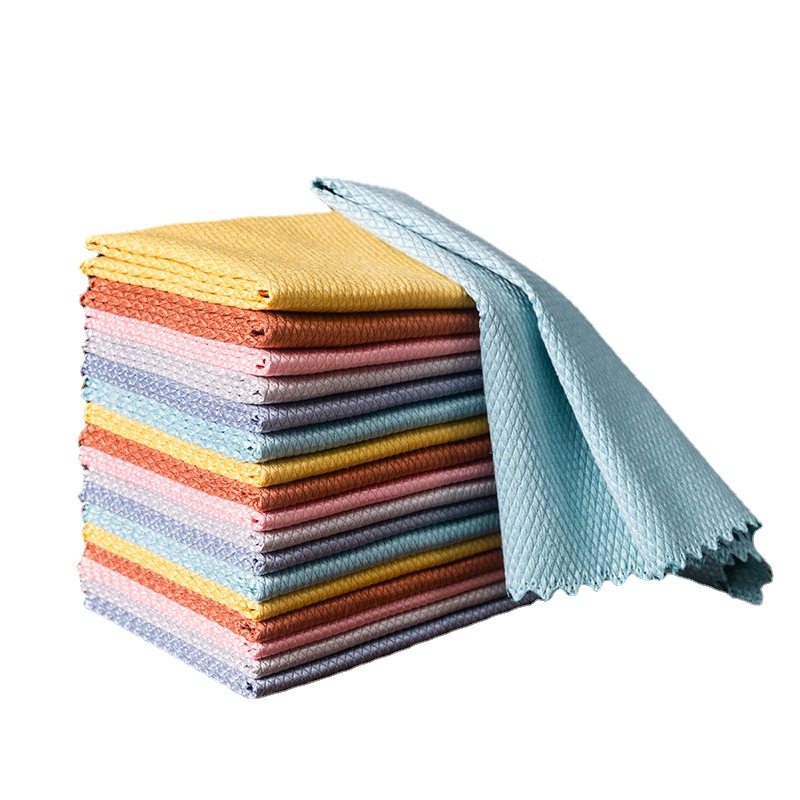 10片鱼鳞抹布懒人厨房家用镜面加厚擦玻璃布洗碗巾百洁鱼鳞布