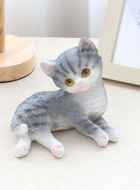 可爱小猫咪摆件大头狸花橘猫房间办公桌面装饰品园艺造景女生礼物