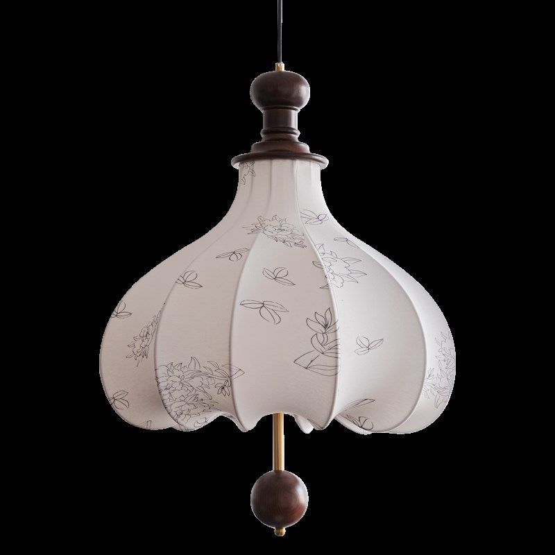 由灯记法式复古餐厅布艺吊灯南洋卧室餐厅书房衣帽间实木中古灯具,家装灯饰光源,餐厅吊灯,淘宝优惠券,粉丝福利购,淘宝优惠卷