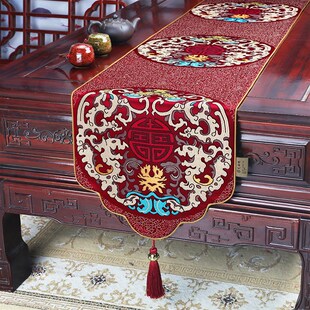 新中式 桌旗古典中国风客厅餐桌茶几玄关柜电视柜长条布床旗盖巾布