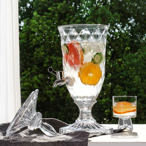 玻璃冷水壶大容量泡茶冷饮桶啤酒水果茶饮料桶带龙头凉水果汁扎壶