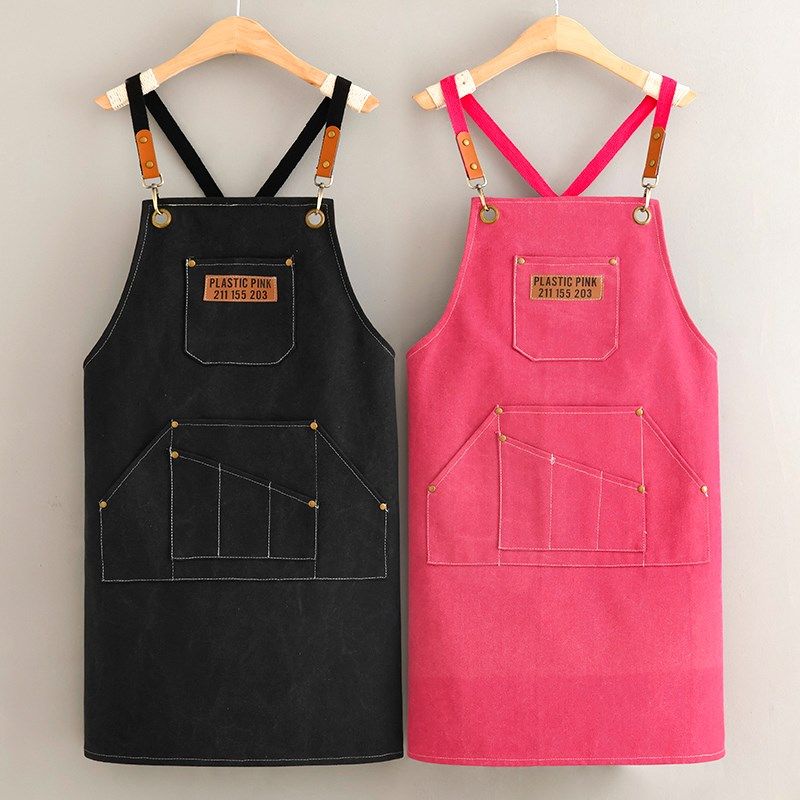 定制logog男做饭女简约工装工作服围腰家用厨房厚帆布耐磨餐饮