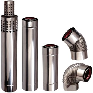 万和林内壁挂采暖炉平衡式热水器双层不锈钢排烟管45度弯头120/80