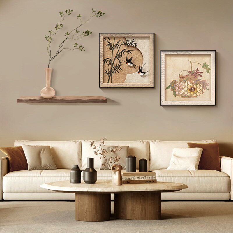 新中式复古客厅装饰画花鸟电视w沙发背景墙挂画高级感2024新款壁