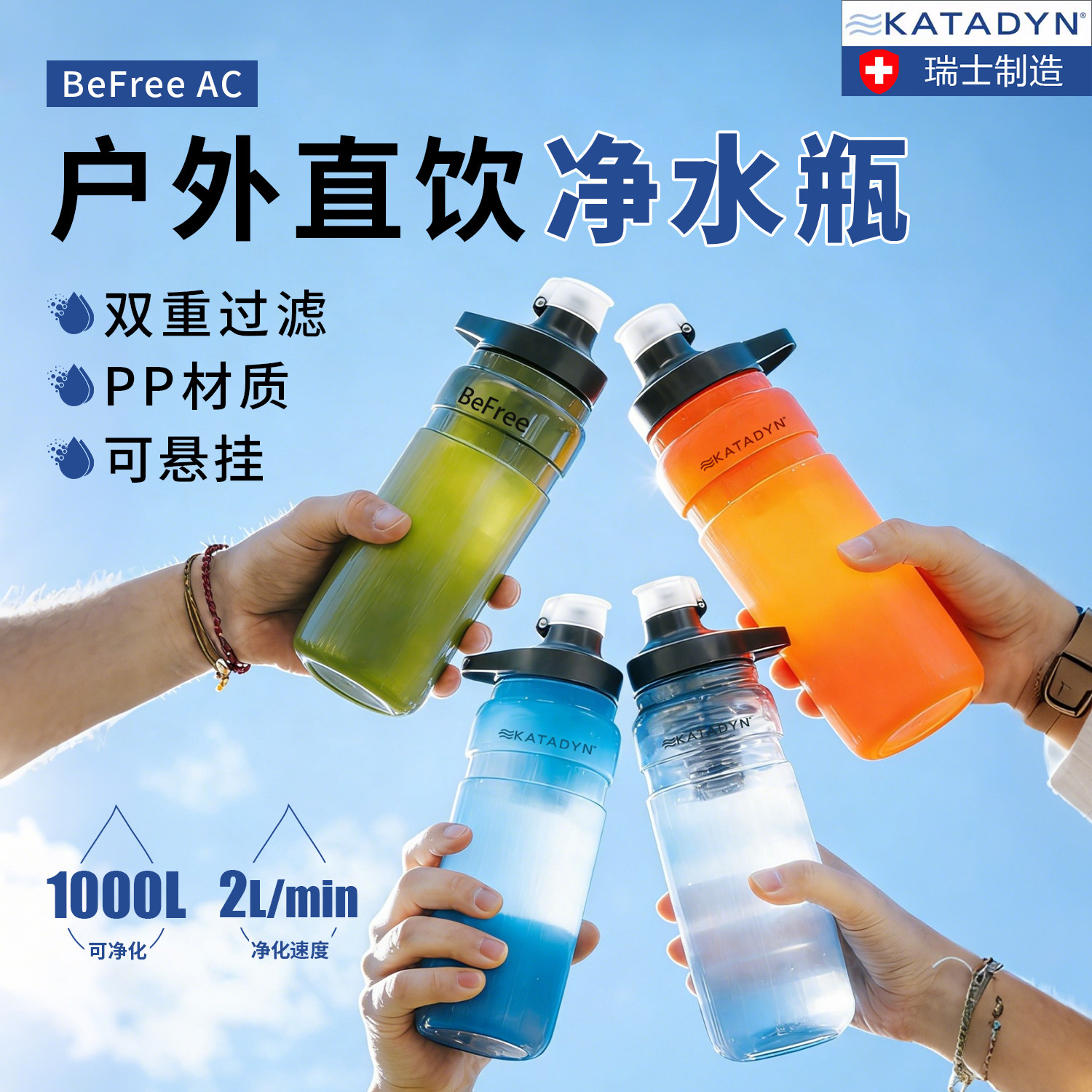 KATADYN瑞士进口康迪净水瓶Befree AC新款滤水壶户外