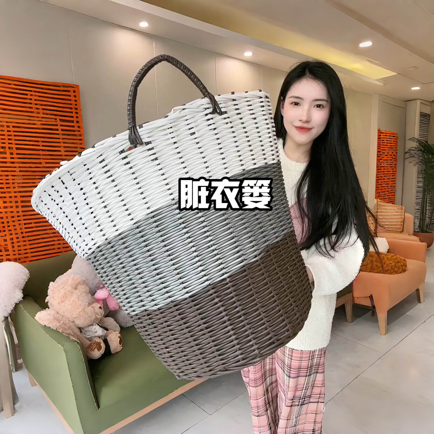 脏衣篮仿藤编简约脏衣篓脏衣服收纳筐家用衣篓放衣框衣物收纳神器