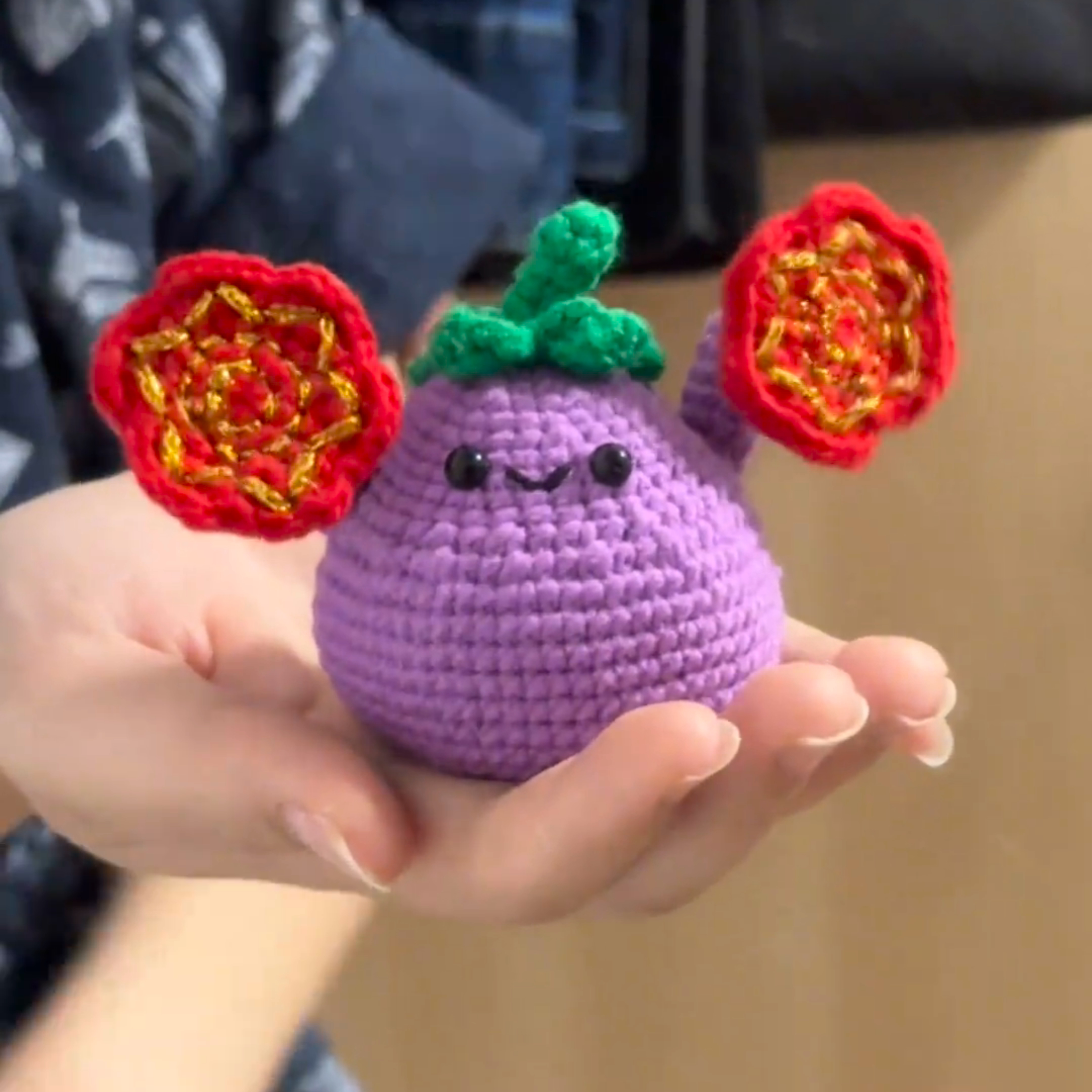 手工钩织可爱二人转茄子毛线材料diy自制送礼物钥匙扣玩偶小挂件