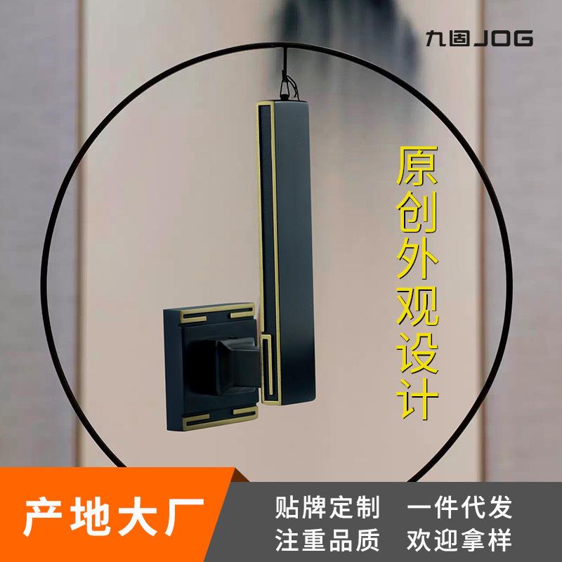 九固新中式黄古铜卧室门锁静音现代锌合金木门简约室内磁吸分体锁