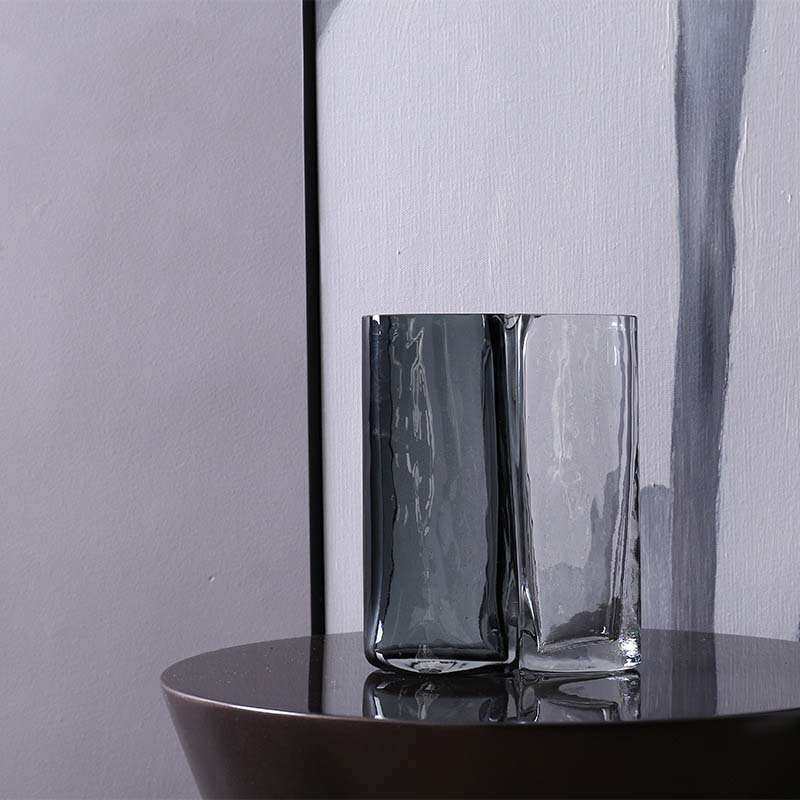 现代简约设计师款连体黑白玻璃花瓶酒店客房餐厅装饰插花器皿摆件