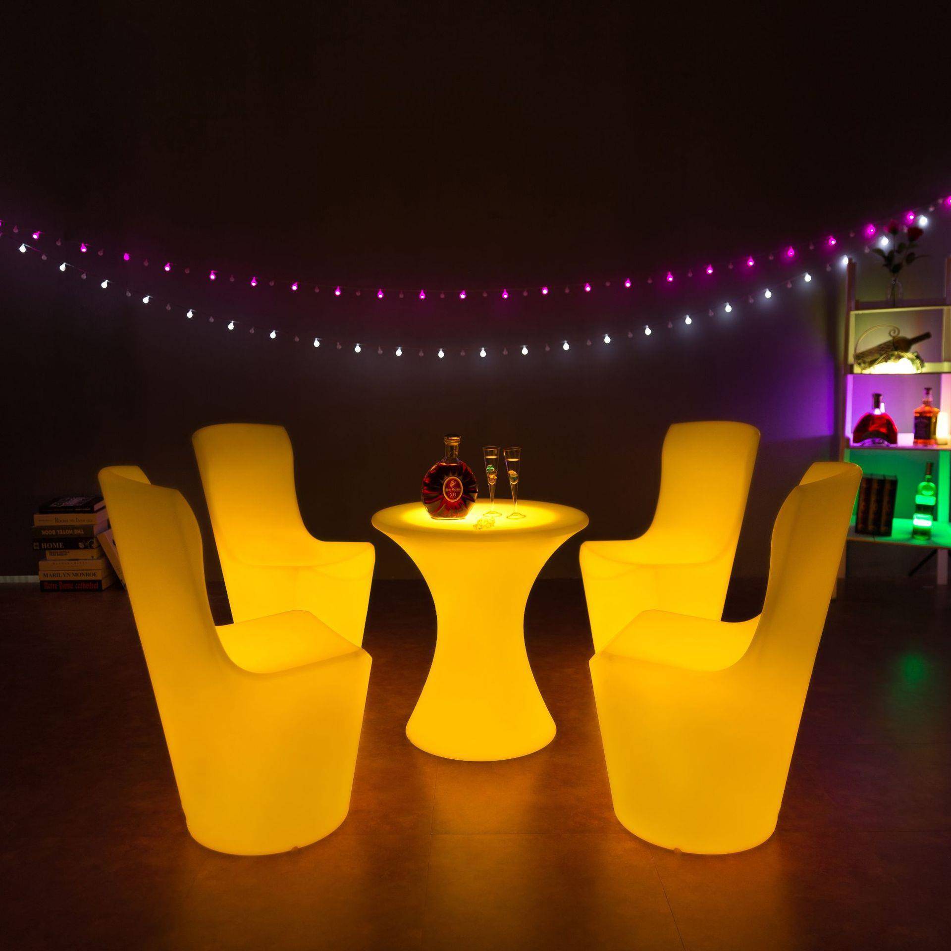 星朗LED小圆桌茶几简约圆形茶几桌简易KTV发光家具户外防水小茶几