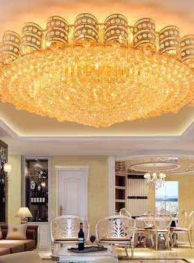 厂家 现代圆形金色蝴蝶水晶吸顶灯大气客厅灯LED卧室黄色灯饰