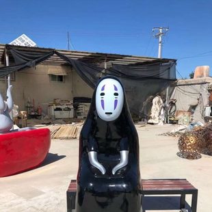 玻璃钢无脸男雕塑寿司店居酒屋人物落地装饰品开业网红日式大摆件