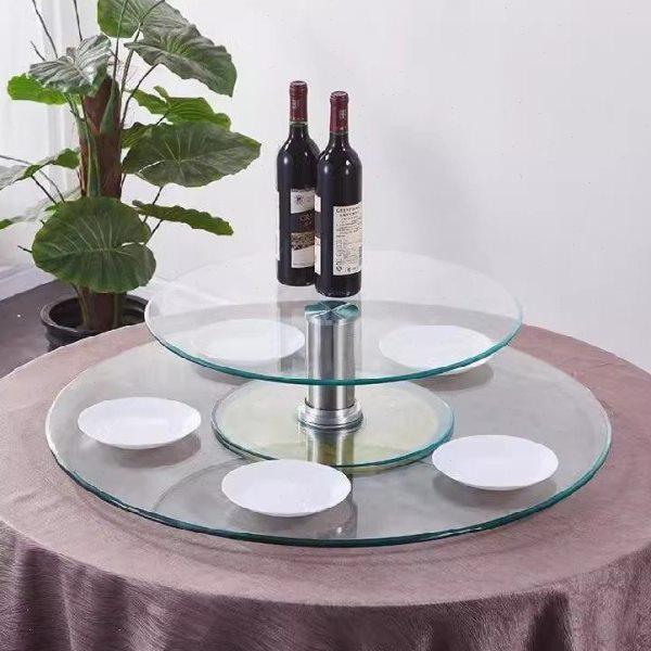 双层餐桌转盘钢化玻璃加高转台二层酒水架酒店展示台圆桌家用简约,住宅家具,玻璃餐桌,淘宝优惠券,粉丝福利购,淘宝优惠卷