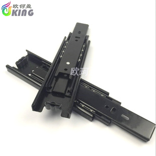 家具五金加厚滚珠静音三节导轨4 8寸超短小抽屉衣橱轨道3折滑轨