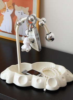 入户云朵放钥匙收纳盘玄关摆件门口客厅家居轻奢小众高级感装饰品