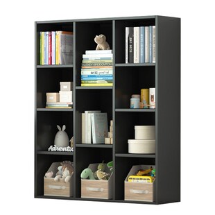 简约五格承重书架创意书柜格子柜木质小柜子储物柜简易收纳组合柜