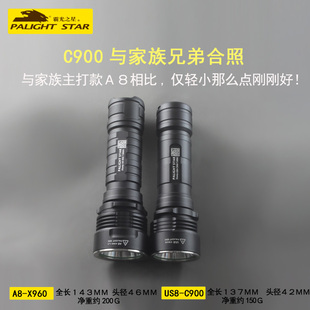 霸光C900强光手电筒聚光远射1000可充电探照灯家用迷你26650骑行