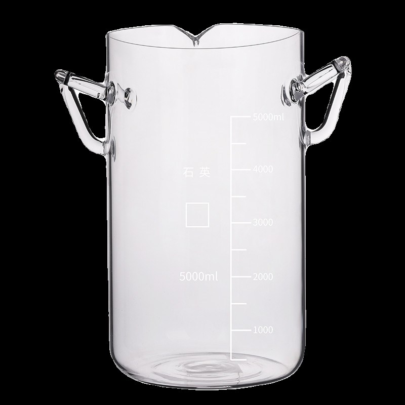 石英玻璃把手烧杯1L2L5L10L耐高温带手柄贵金属实验专用提炼仪器