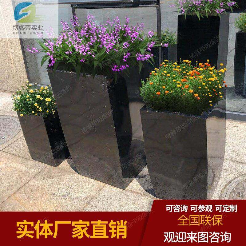 户外玻璃钢花箱方形园林花盆大型移动种植箱商场组合花钵广场花器