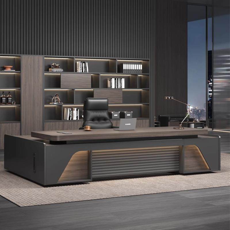 双柜老板桌办公桌椅组合高档总裁主管经理桌简约现代办公室大班台