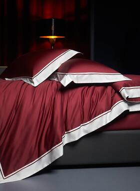 DM120支长绒棉四件套全棉纯棉婚庆被套床单奢感奢华新婚床上用品