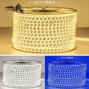 LED灯带家装 饰高压三排2835led灯条防水雨水高亮柔性软灯带 装