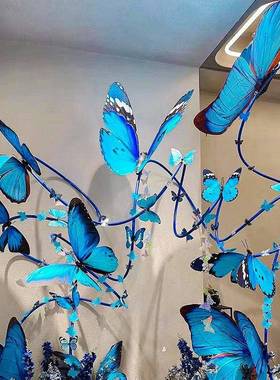 仿真蝴蝶立体装饰商场装扮国庆美陈dp点摆件创意吊饰橱窗蝴蝶道具