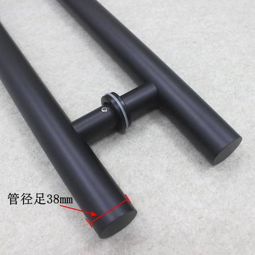 玻璃门拉手加厚不锈钢圆管玫瑰金推拉有框无框门木门大门把手黑色