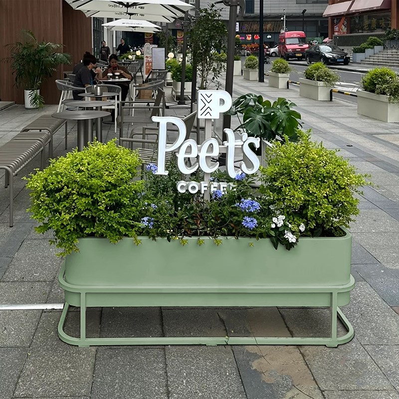 外摆花箱户外隔断围栏庭院花架商业街F咖啡店休闲区室外种植箱定