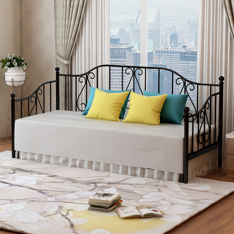欧式铁艺多功能沙发o床经济型推拉床铁床简约双人床折叠床两用沙