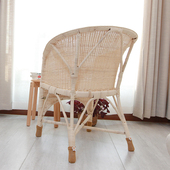 天然植物藤椅室内客厅阳台办公真藤老式 单人户外休闲老人高靠背椅