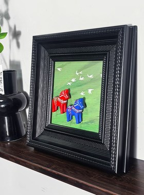 法式中古风玄关摆件客厅复古背景墙小众艺术N立体浮雕挂画墨绿色