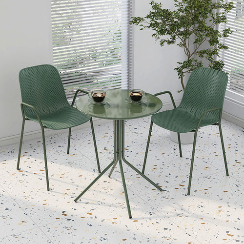 咖啡桌奶茶店铁艺茶几阳台小圆桌办公室洽谈桌户外休闲桌