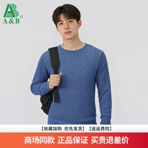 AB 2025秋冬新款时尚百搭帅气男士圆领长袖含羊毛针织衫男