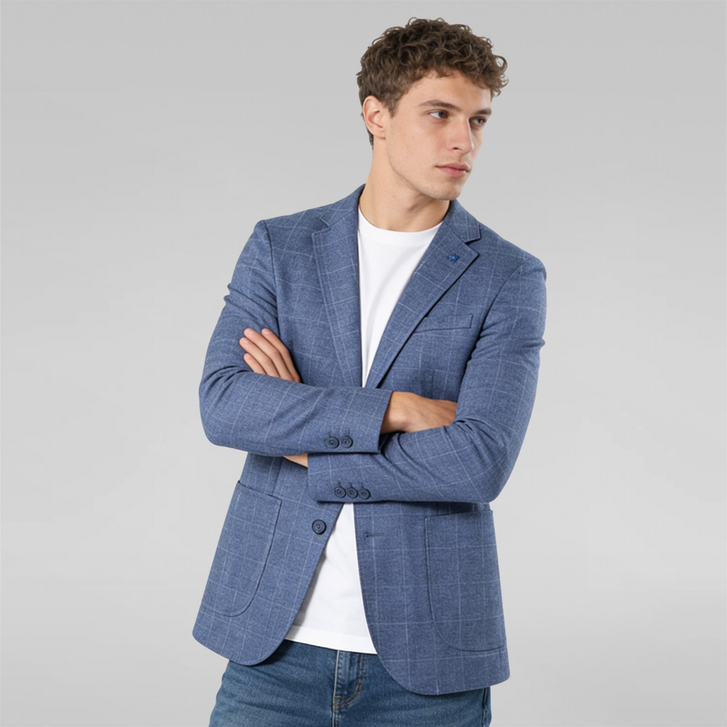 AB2025年春秋男士时尚格子修身平驳领型弹力休闲西服,男装,休闲西服,淘宝优惠券,粉丝福利购,淘宝优惠卷