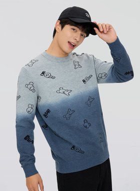 AB 2025秋冬新款圆领时尚满身卡通花纹Qee联名针织衫
