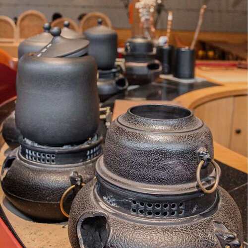 云琳茶壶煮茶釜斧火山石新中式茶馆茶具耐高温炭烧电陶炉teastone
