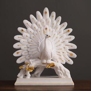 新中式孔雀开屏摆件客厅桌面电视柜玄关装饰品工艺品家居乔迁新居