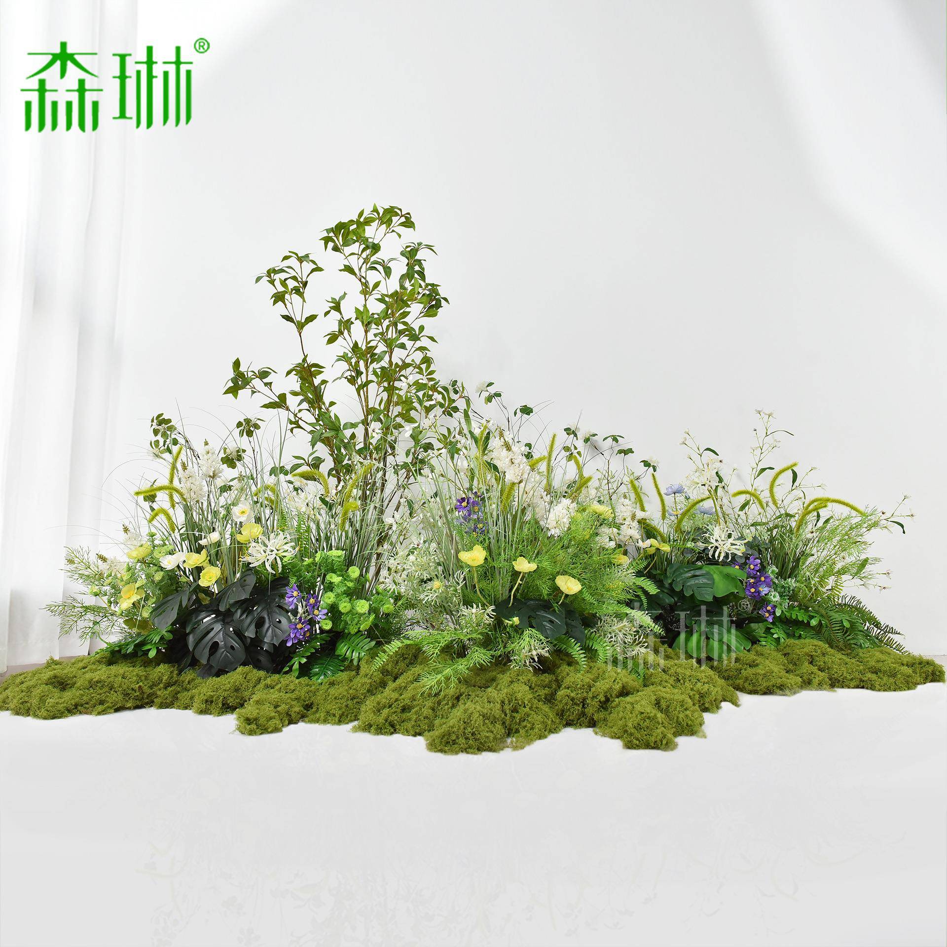 仿真花绿植造景假花艺摆设植物花束室内橱窗景观苔藓装饰组合布置