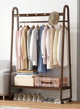 家用带轮衣帽架落地可移动置物挂衣架子客厅卧室落地式简易晾衣架