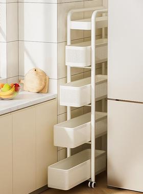 抽拉窄冰箱柜缝隙夹小推车收纳架厨房置物架落地多层置物架卫生间