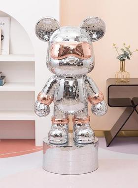 电视柜摆件轻奢高档网红玻璃卡通网红熊存钱罐客厅高级感装饰品