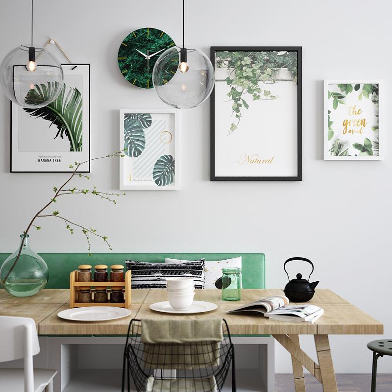 实木_D914_24寸绿植简约实木照片墙组合相框可换相片小清新装饰画