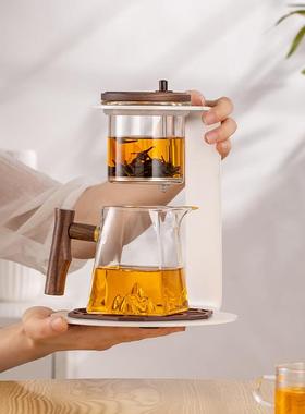 家用办公飘逸壶茶水分离滤茶器泡茶架台懒人冲茶神器高硼玻璃茶具