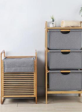 脏衣服收纳筐浴室竹布脏衣筐折叠脏衣篓家用放衣服收纳筐直发