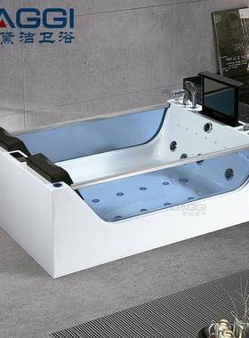 一件按摩浴缸可配升降电视双人恒温浴缸可配双靠枕浴缸