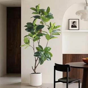 高端仿生橡皮树仿真绿植假花树室内客厅装饰大型植物高山榕假盆栽